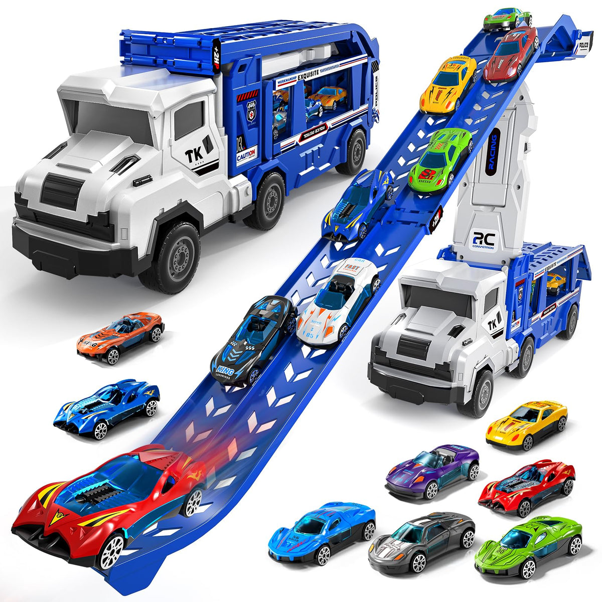 Garbo Star transport truck toy with dual-track setup for imaginative play sessions.