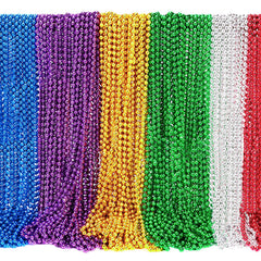 Garma 144-pack Mardi Gras beads in long metallic necklaces for groups and parades
