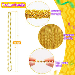 Garma Mardi Gras beads closeup in gold showing shimmering texture for costumes.