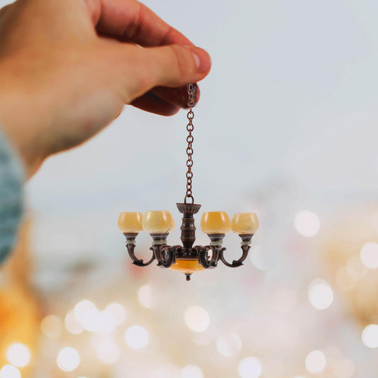 Garneck dollhouse chandelier vintage design adds warm ambience to miniature interiors