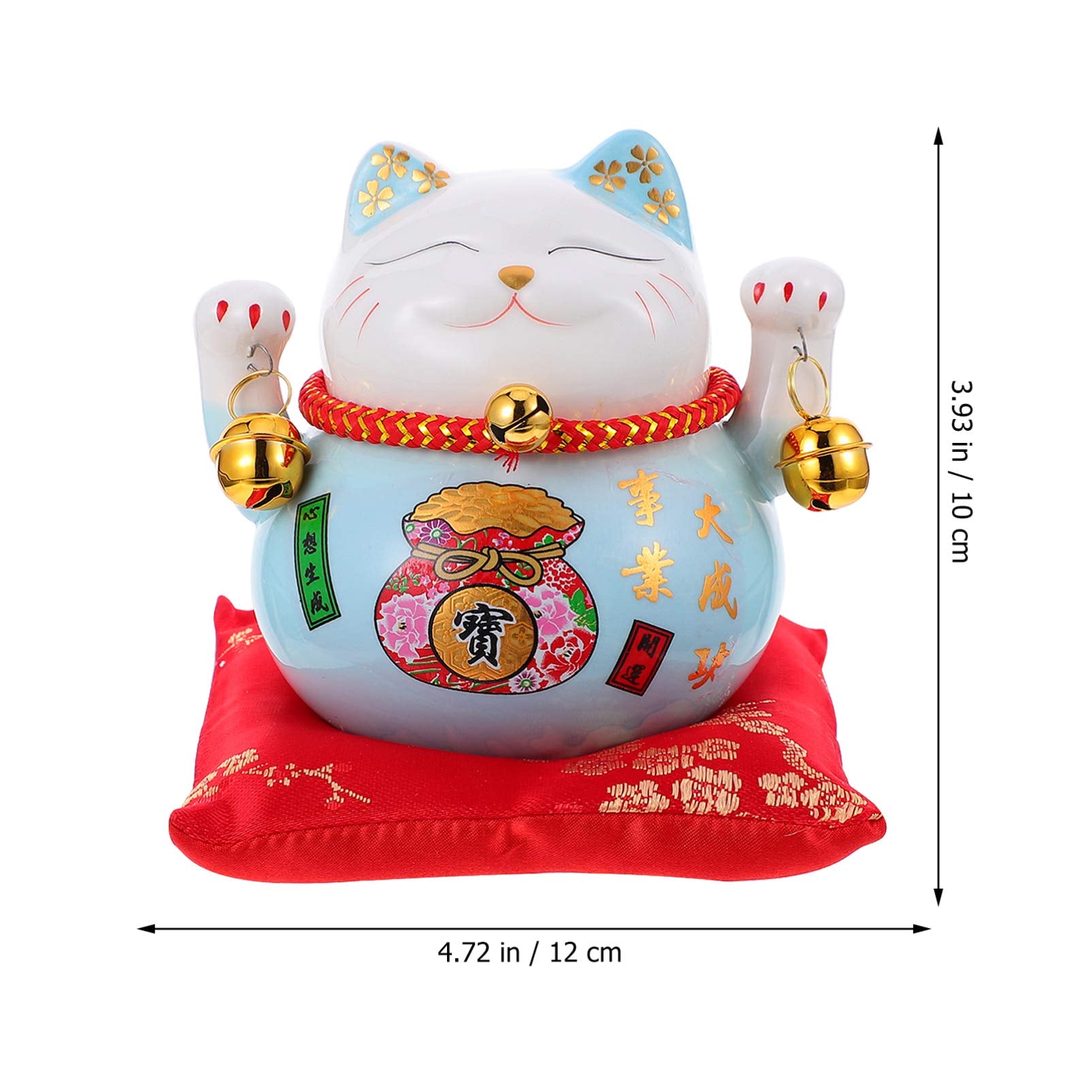 Garneck Lucky Cat Money Bank front view with glossy blue glaze for easy saving.