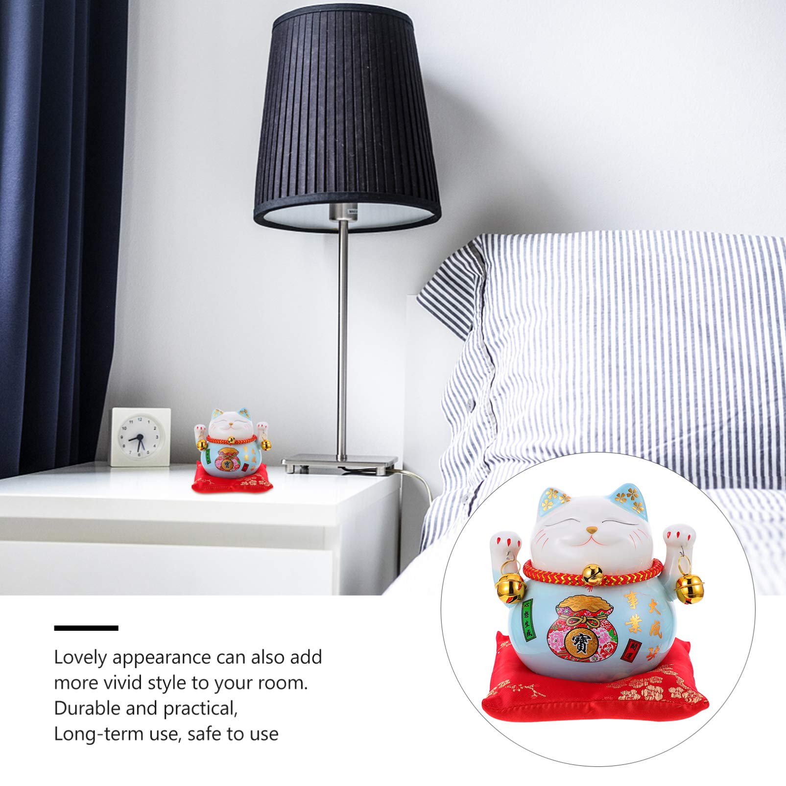 Garneck Lucky Cat Money Bank blue ceramic piggy bank as a festive gift idea.