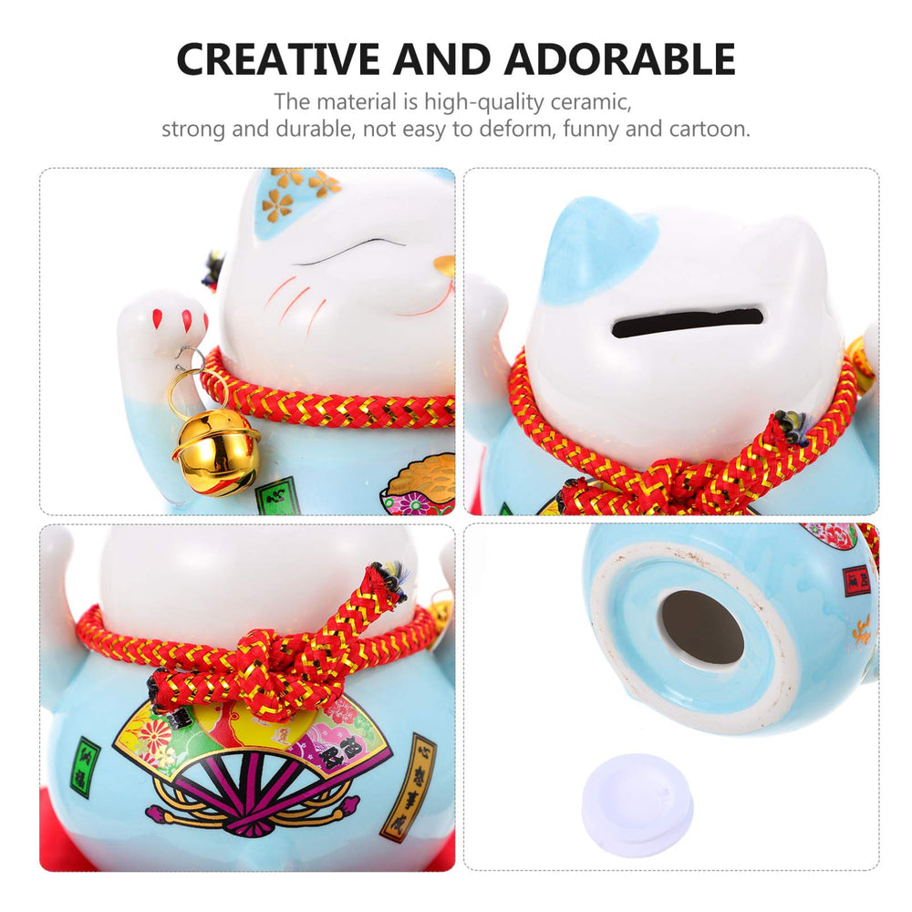 Garneck Lucky Cat Money Bank paired with other ceramic pieces for display.
