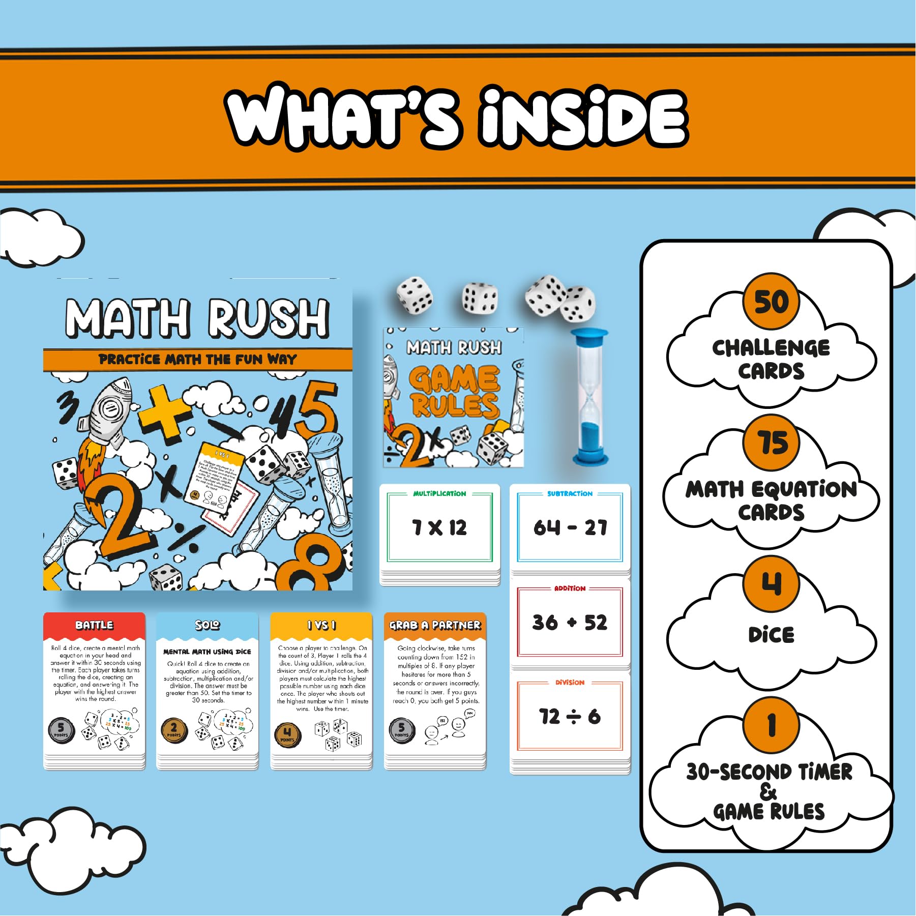 Gartana Games Math Blast solo play for individual practice at your own pace.
