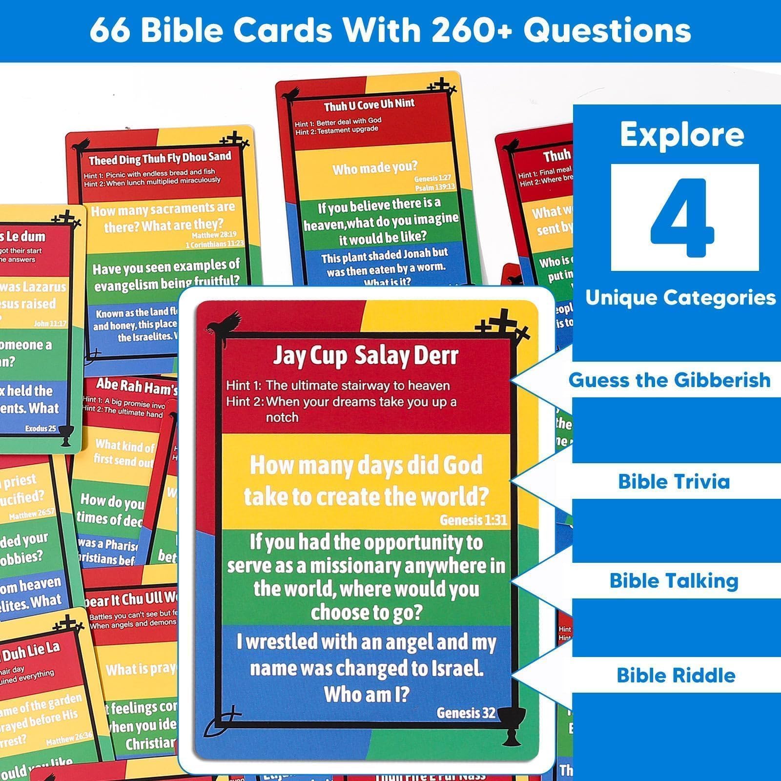 Garybank 260+ questions flash cards for engaging Bible study and discussion.