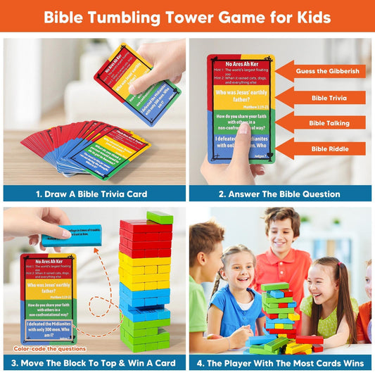 Garybank Bible trivia cards on table spark faith questions.