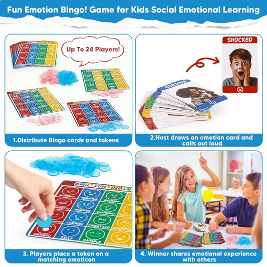 Garybank Emotion Bingo set includes 48 bingo cards for engaging play.