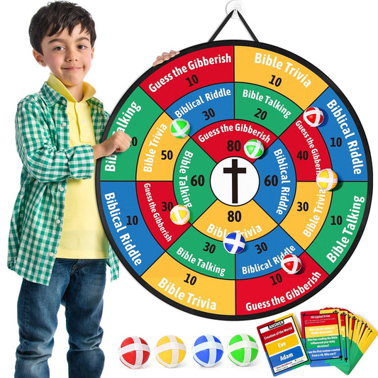 Garybank Faith Darts Bible Trivia board for interactive family learning.
