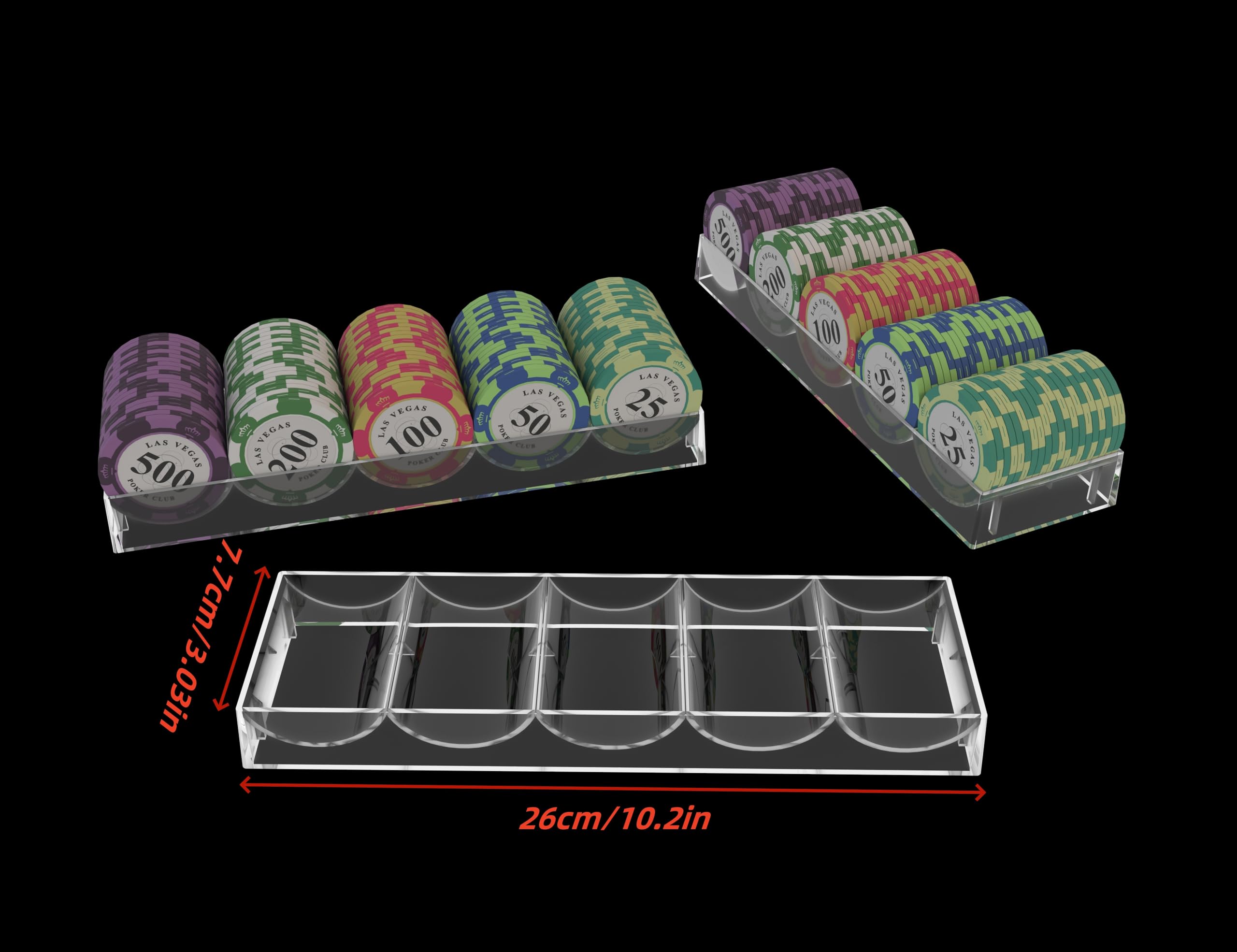 Gatherchuan acrylic poker chip tray rack ten-row layout for fast sorting