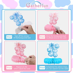 Gatherfun baby shower honeycomb table decor with vibrant colors for photos