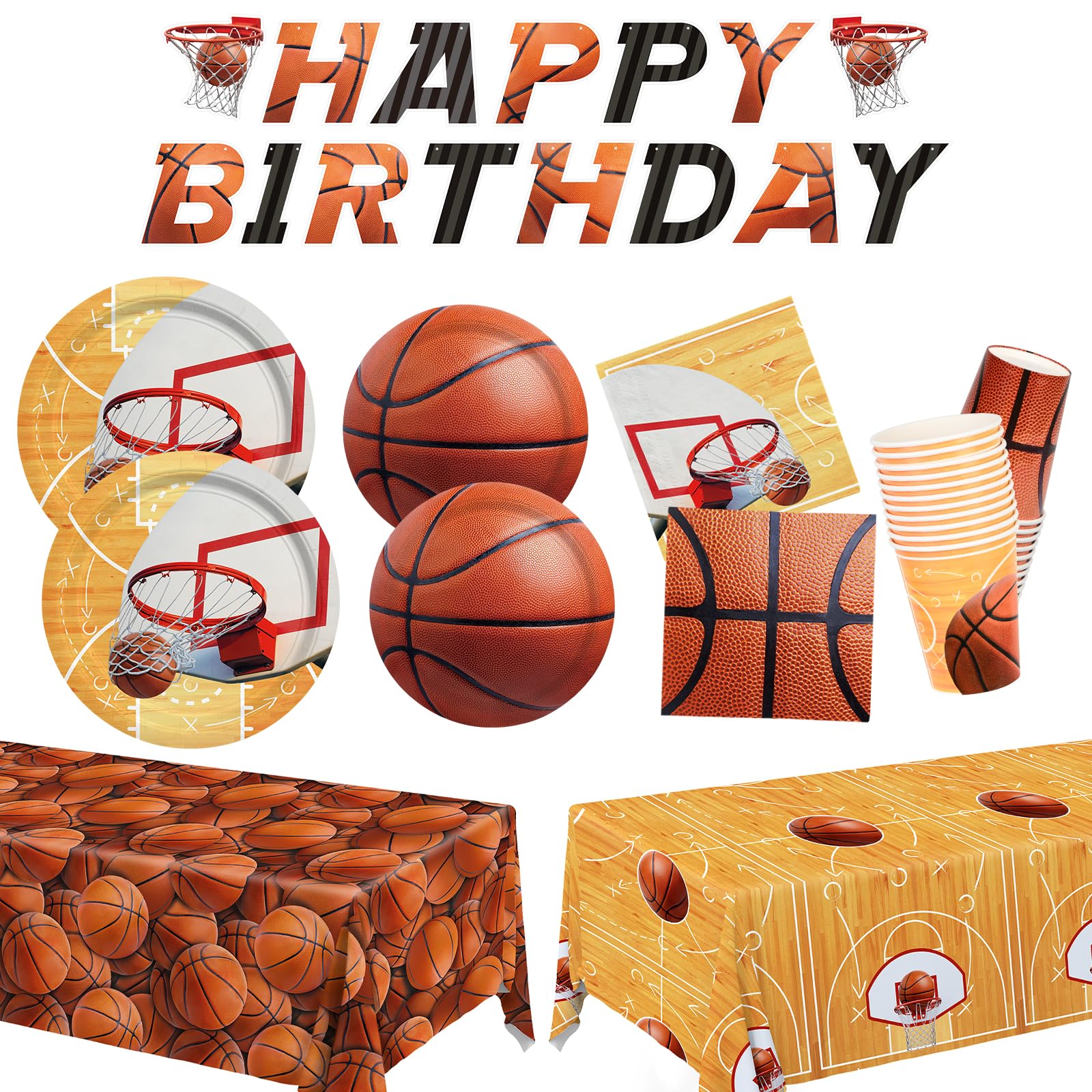 Gatherfun basketball dinner plates for 24 guests with bold color and easy cleanup