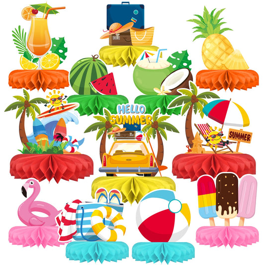 Gatherfun Beach Party Decorations Kit honeycomb centerpieces brighten poolside gatherings