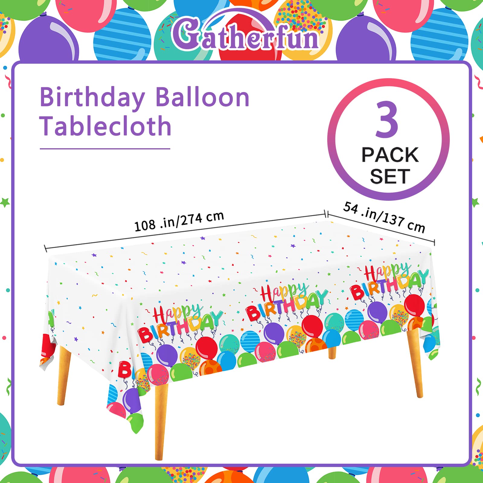 Gatherfun 54x108-inch tablecloth covering a rectangular table