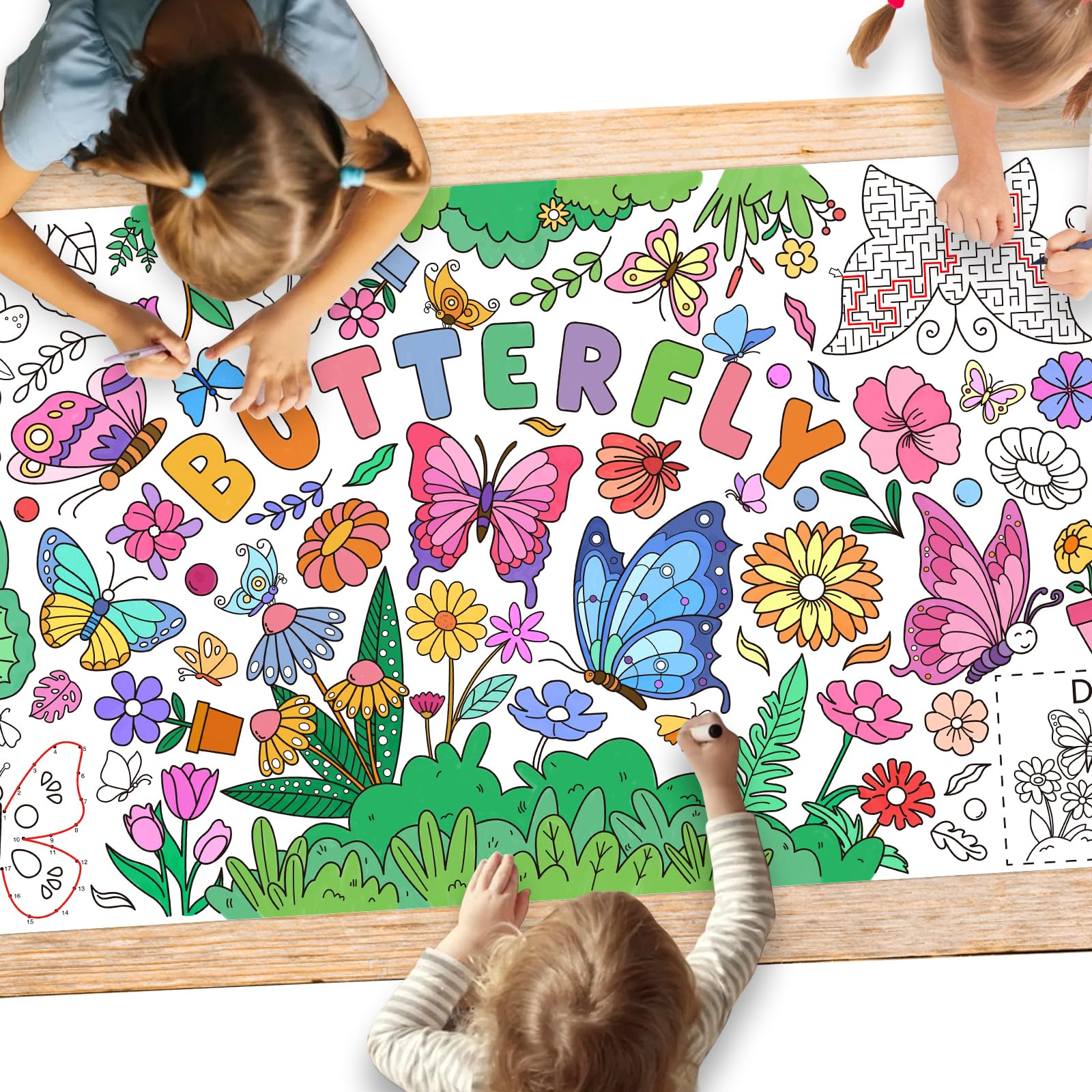Gatherfun Butterfly Birthday giant coloring poster 72in enhances classroom decor and creative play.