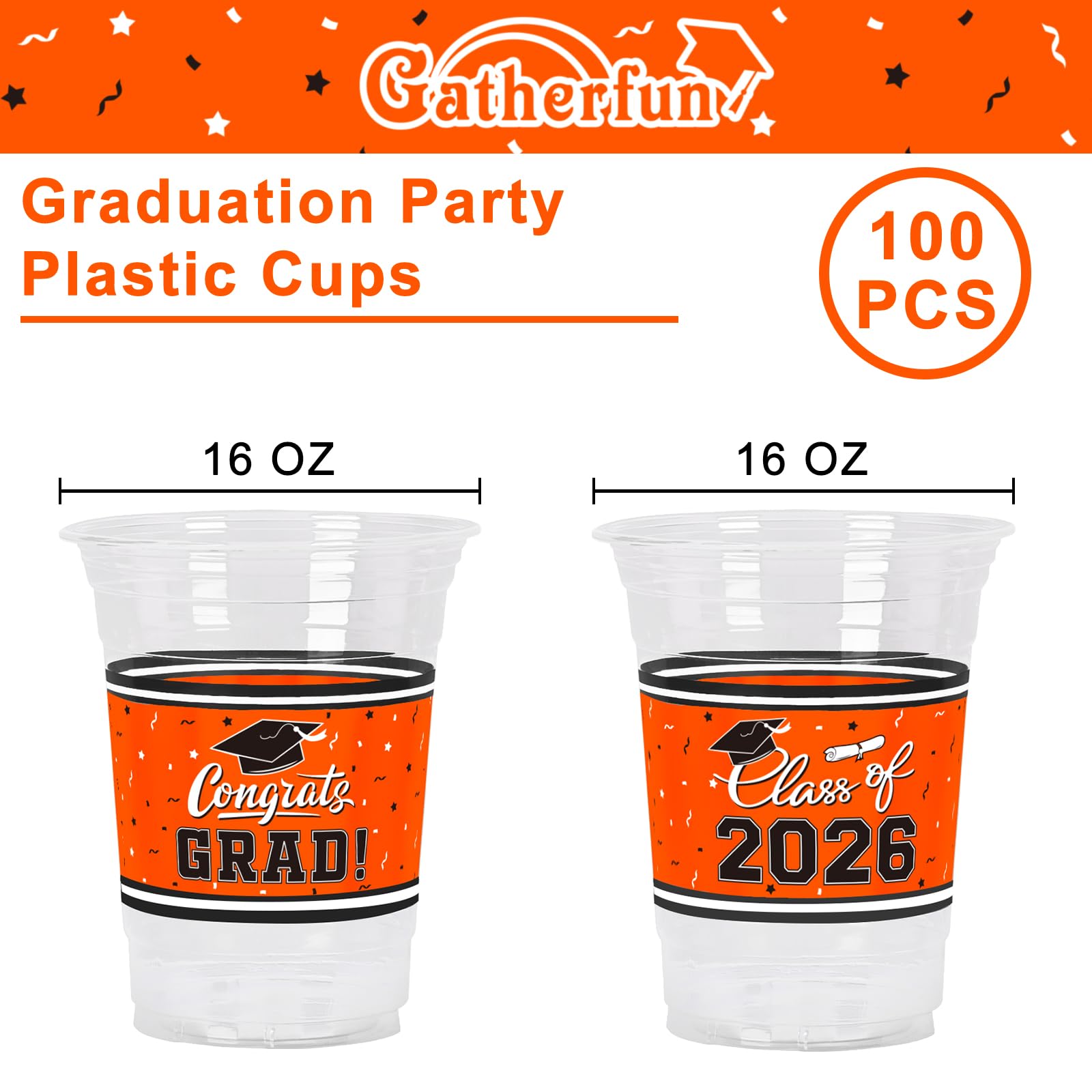 Gatherfun Class of 2026 cups showcase congrats grad design for festive celebrations.