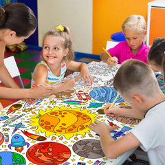 Gatherfun classroom giant coloring poster promotes collaborative coloring and group storytelling.