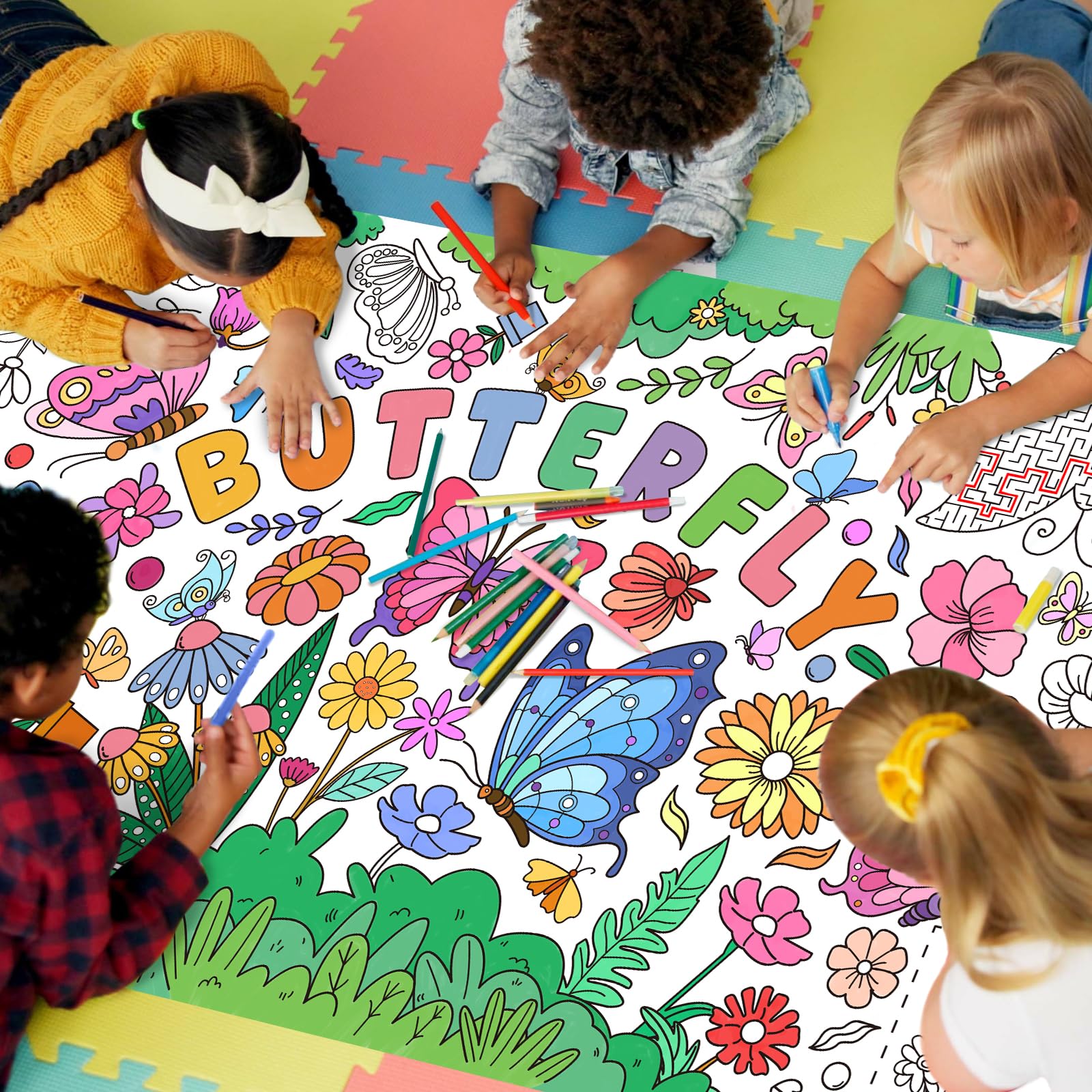 Gatherfun classroom-wall decor butterfly poster brightens walls while supporting imaginative play.