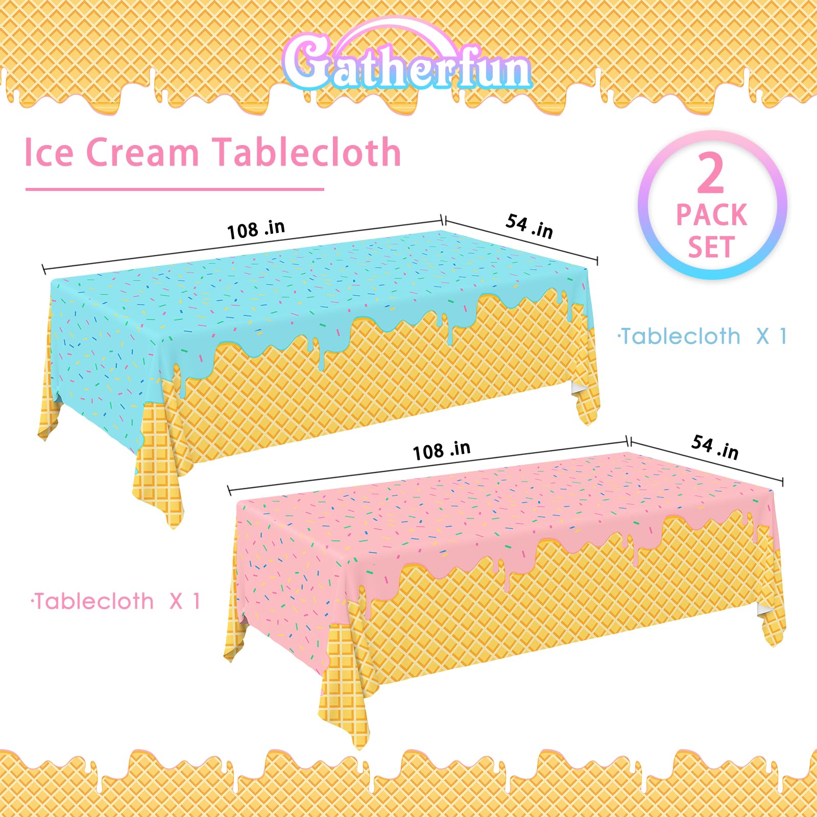Gatherfun colorful sprinkles design tablecloth for festive celebrations.