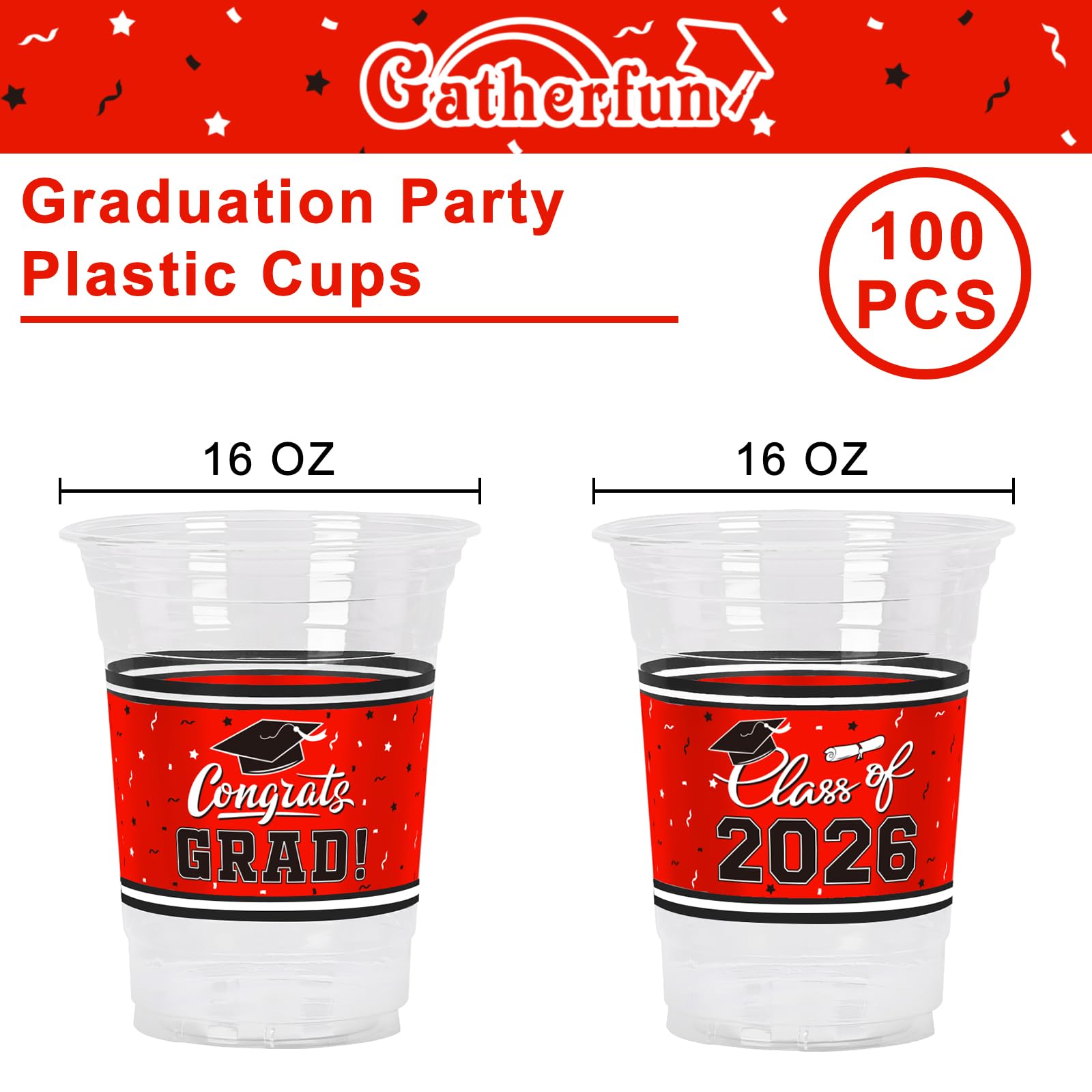Gatherfun congrats grad class of 2026 cups add bold party vibes.