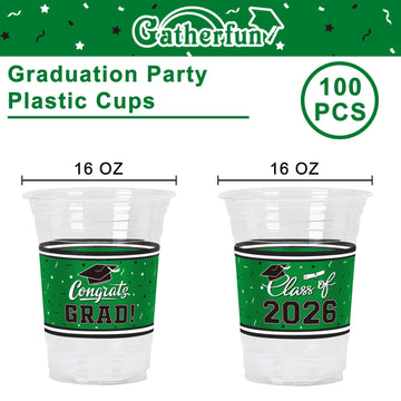 Gatherfun cups featuring CONGRATS GRAD and Class of 2026 for party decor