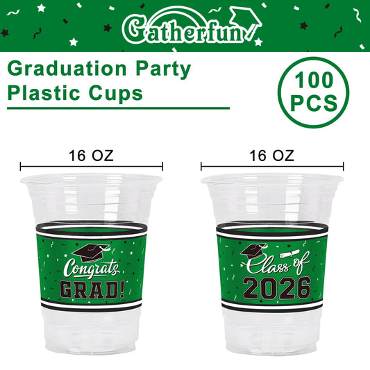 Gatherfun cups featuring CONGRATS GRAD and Class of 2026 for party decor
