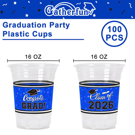 Gatherfun class of 2026 cups showcase hats and scrolls to enhance grad table decor