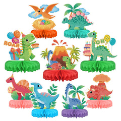 Gatherfun dinosaur honeycomb centerpiece brightens party tables