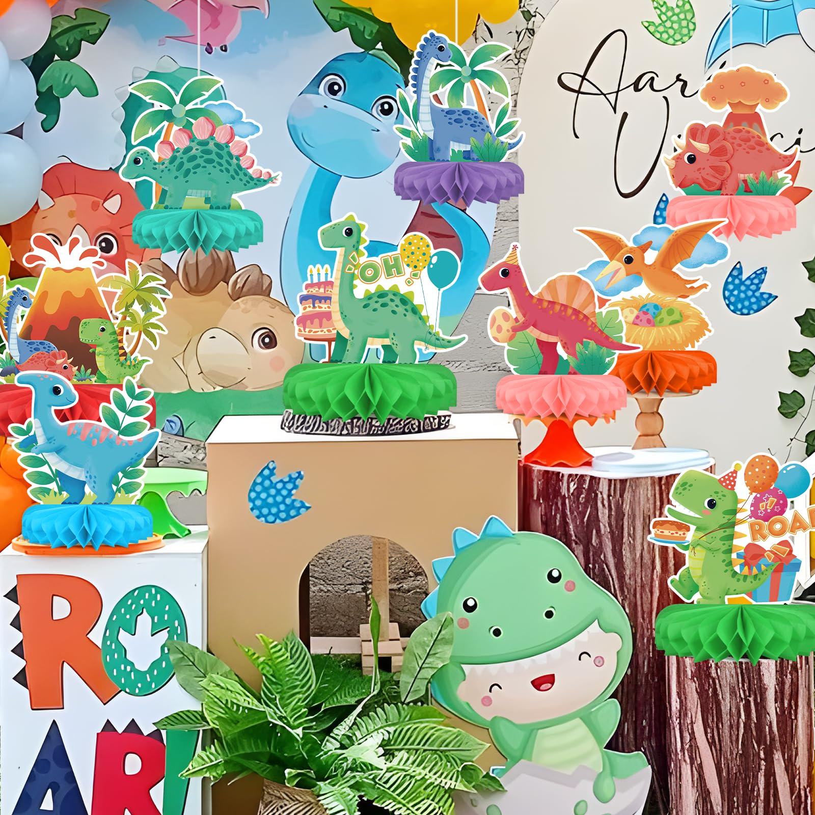 Gatherfun dinosaur party supplies help create a cohesive festive atmosphere