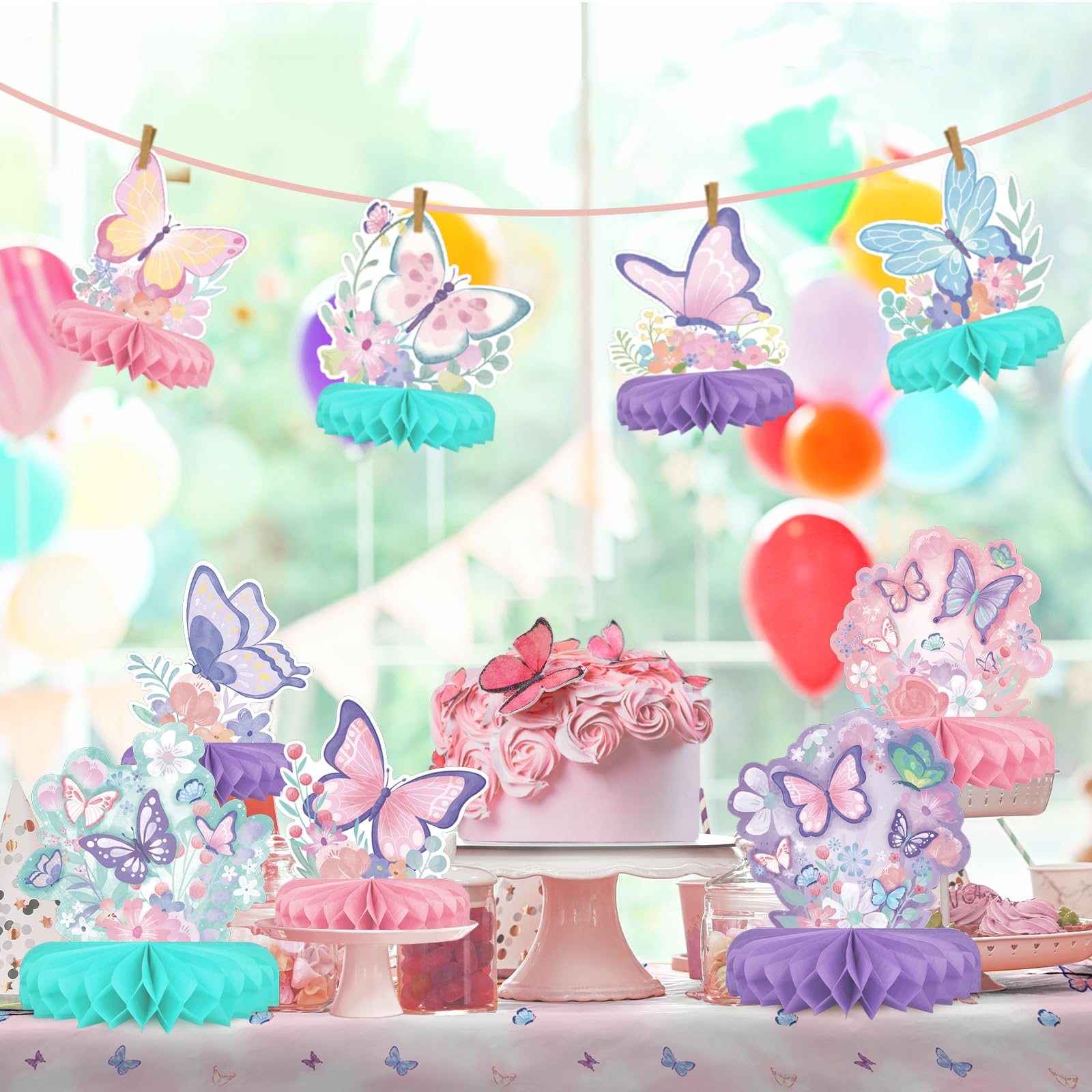Gatherfun easy-assemble honeycomb decor simplifies setup for a stress-free party.