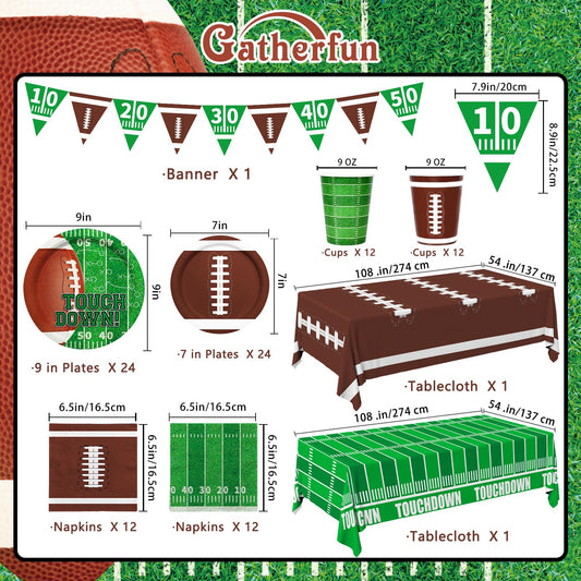 Gatherfun football dessert plate 24-pack, two designs for sweet treats