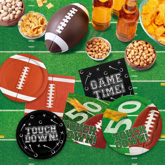 Gatherfun football dessert plates 7-inch in two designs for desserts
