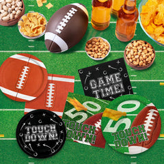 Gatherfun football dessert plates 7-inch in two designs for desserts