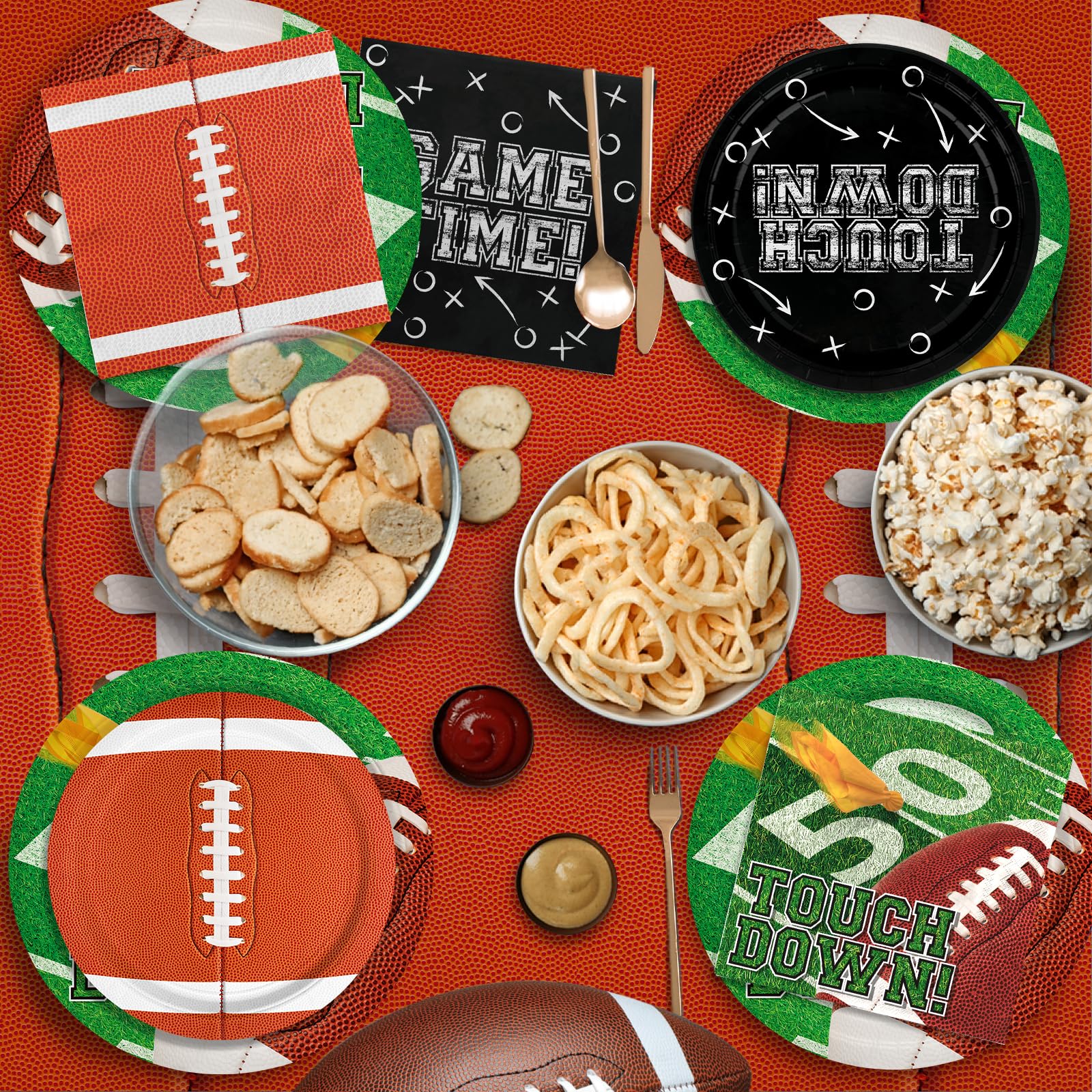 Gatherfun football napkins mix-designed for festive cleanup