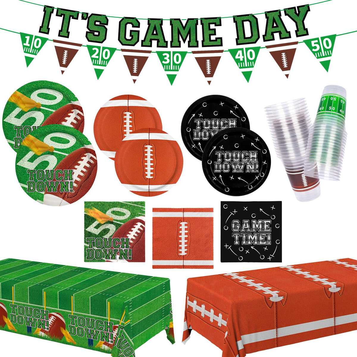 Gatherfun football plates 9-inch for game-day serving and mess control