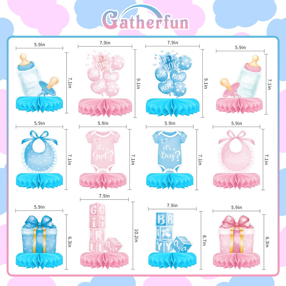Gatherfun gender reveal honeycomb centerpiece for girl, bright for photos