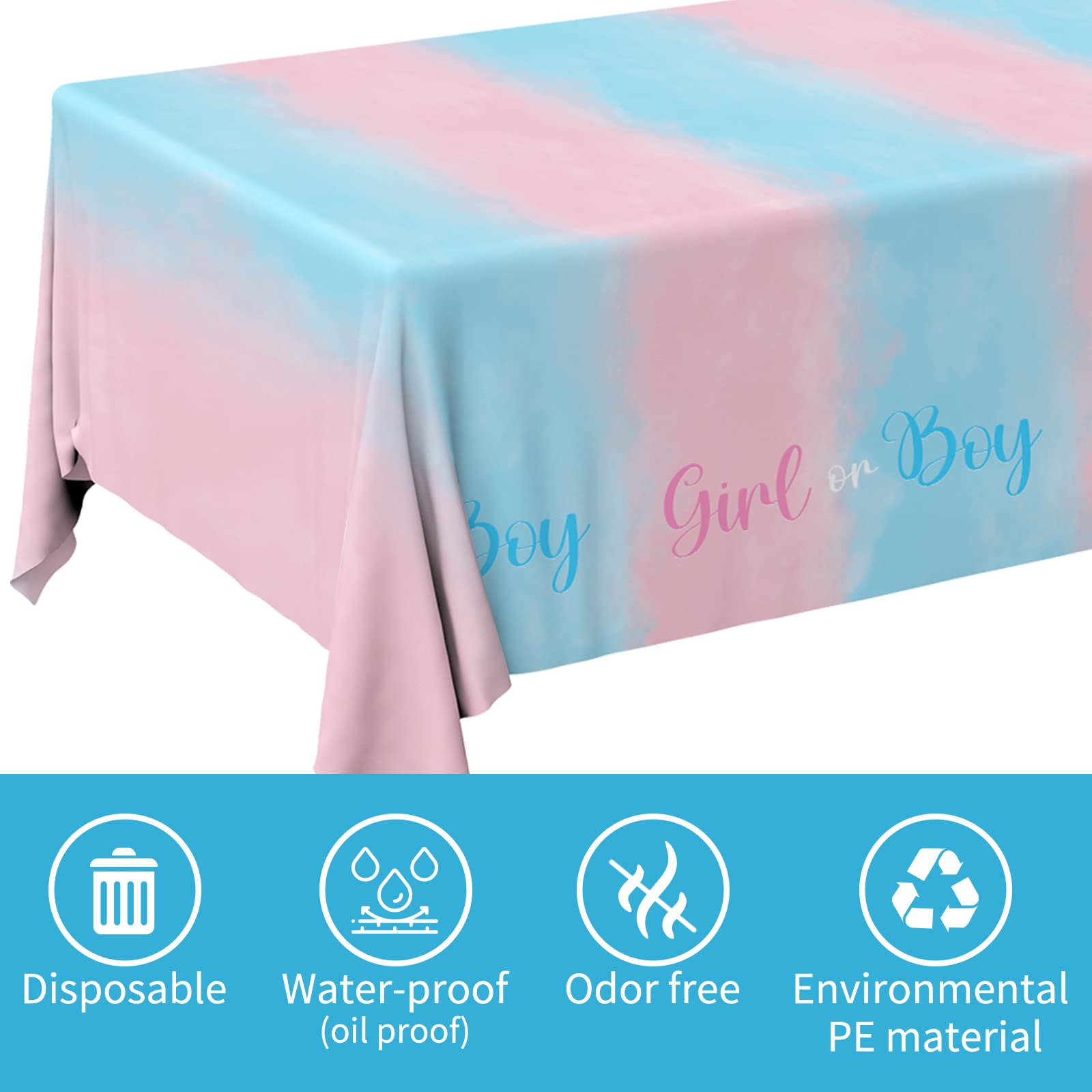 Gatherfun 3-pack waterproof tablecloth provides disposable convenience for easy cleanup.