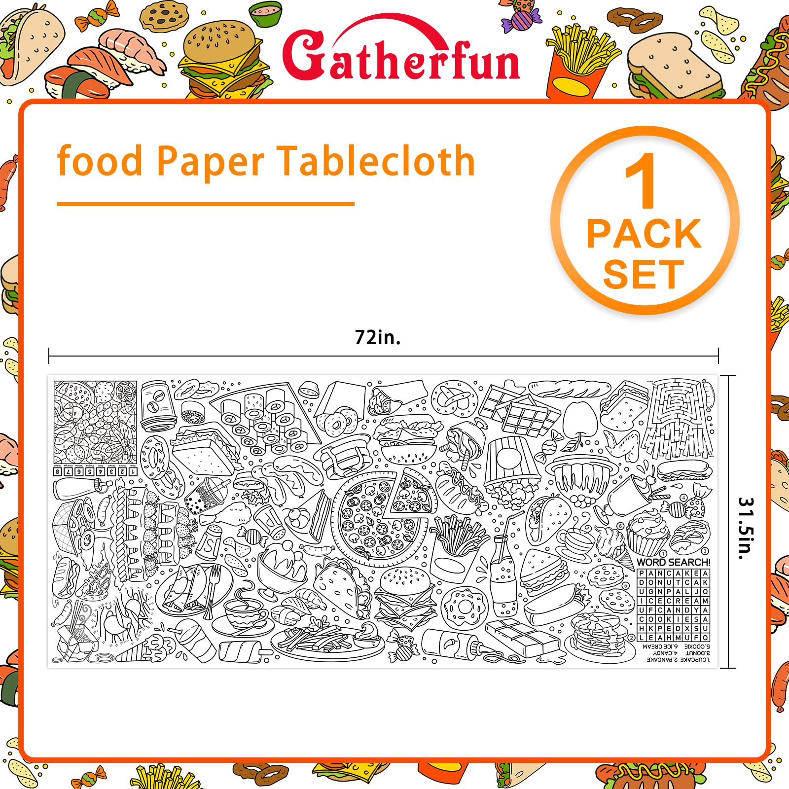 Gatherfun giant coloring poster used as a table cover for mess-friendly activities.