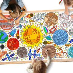 Gatherfun giant coloring poster with outer-space wall design boosts classroom creativity and engagement.