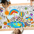 Gatherfun giant coloring poster on classroom table cover for creative play