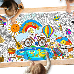 Gatherfun giant coloring poster on classroom table cover for creative play