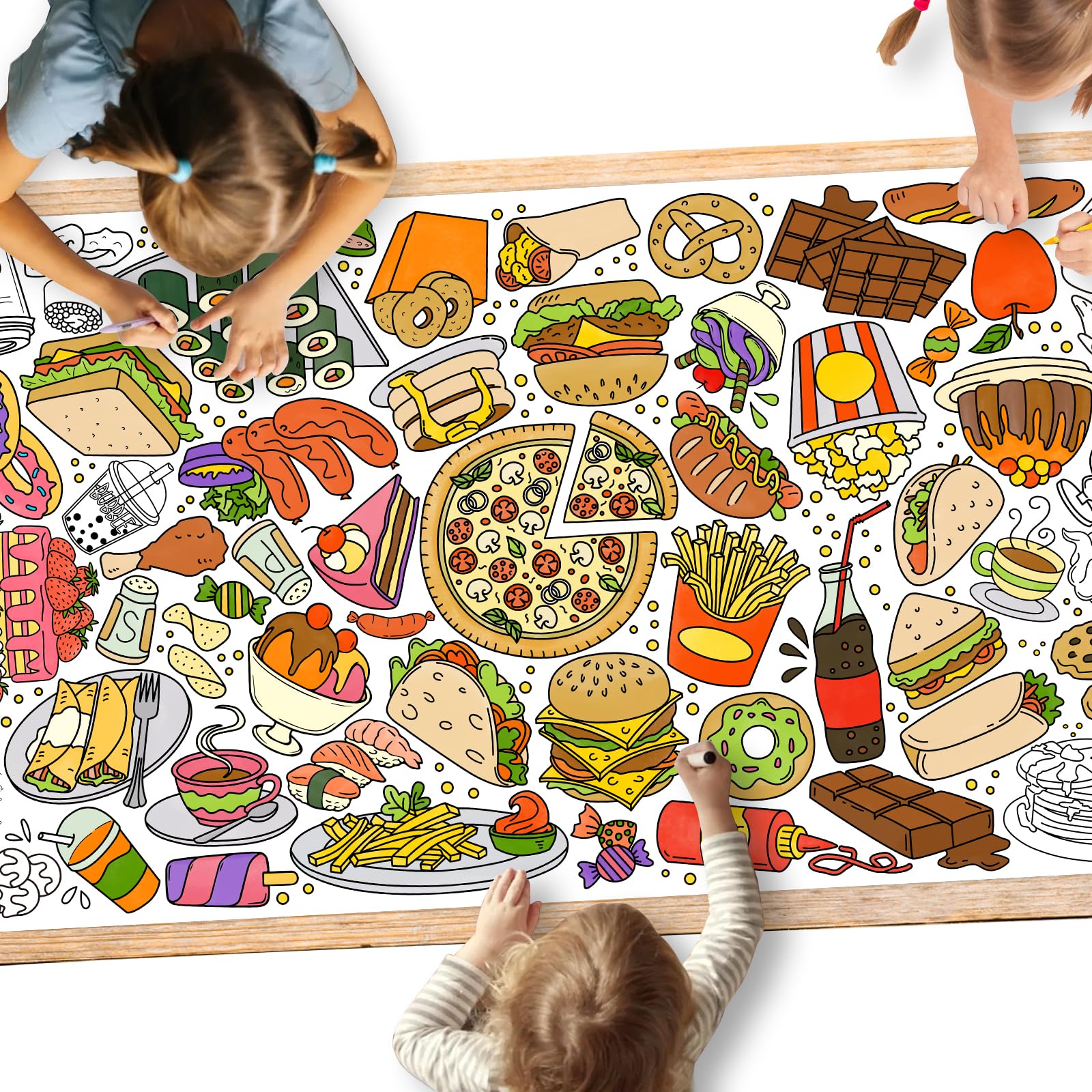 Gatherfun giant kids coloring poster shown as a large wall activity to boost group creativity.