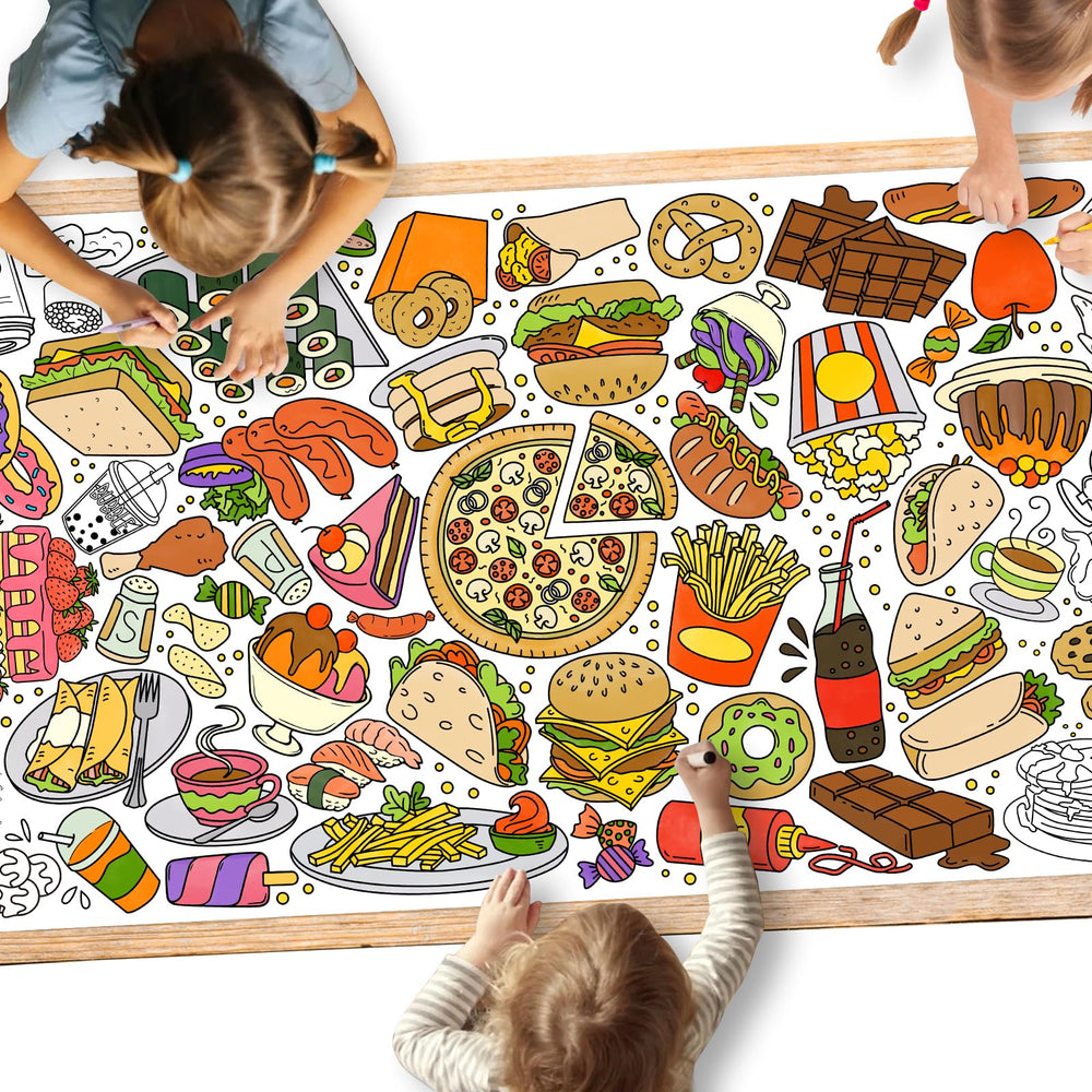 Gatherfun giant kids coloring poster shown as a large wall activity to boost group creativity.