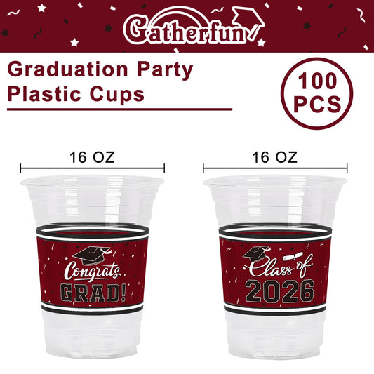 Gatherfun graduation party cups with congrats grad and class of 2026 design.