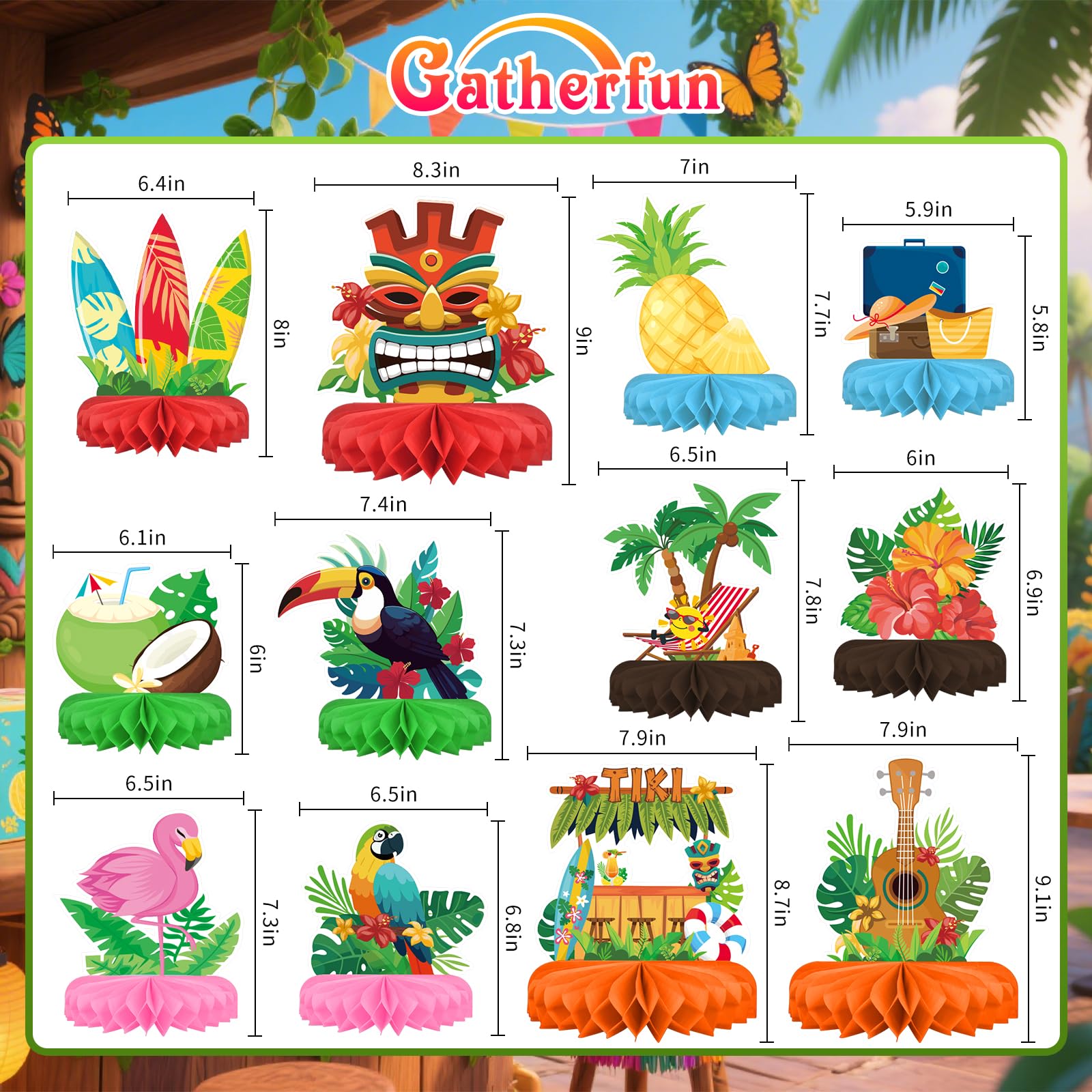 Gatherfun Hawaiian Luau pineapple centerpiece brightens photos with island flair