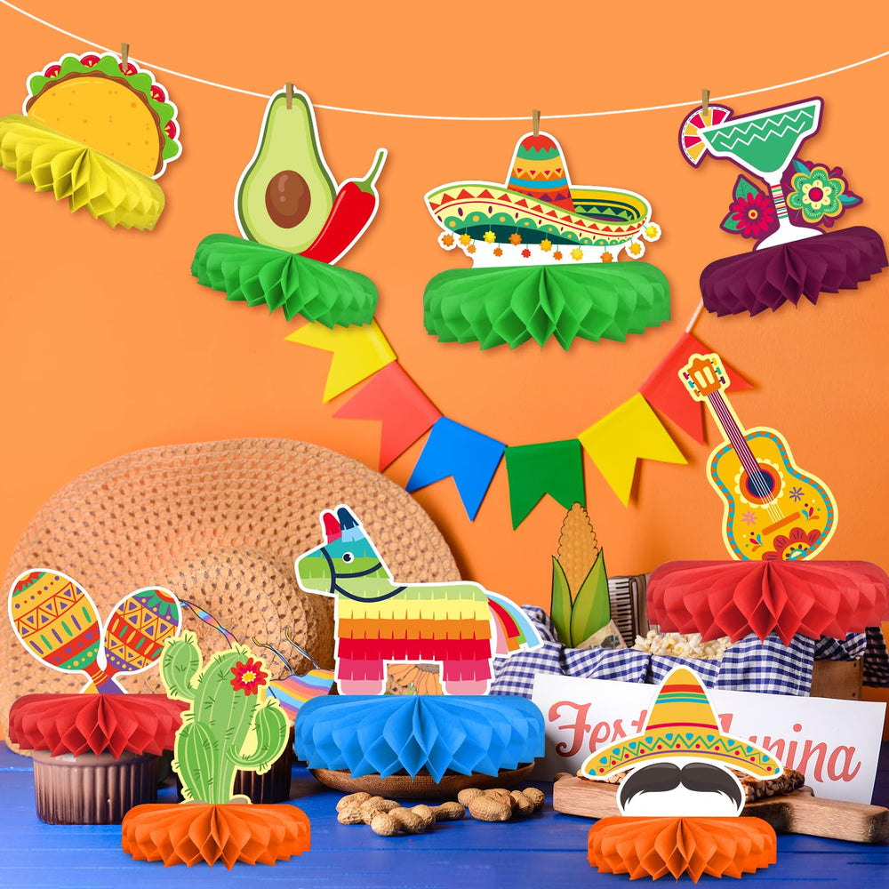 Gatherfun honeycomb centerpieces pack brings bright, cohesive fiesta table decor.