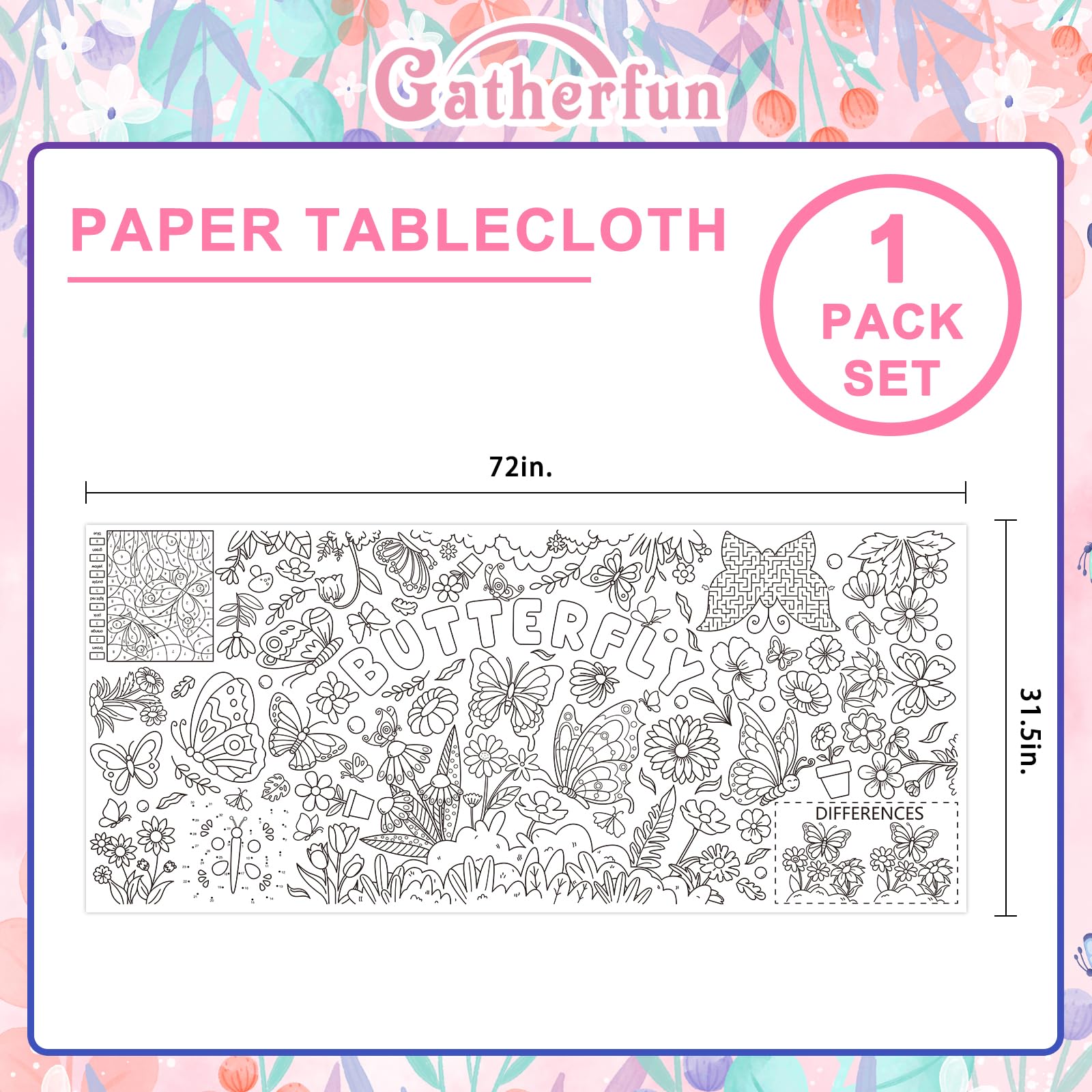 Gatherfun interactive butterfly banner with find differences invites engaging party activities and learning.