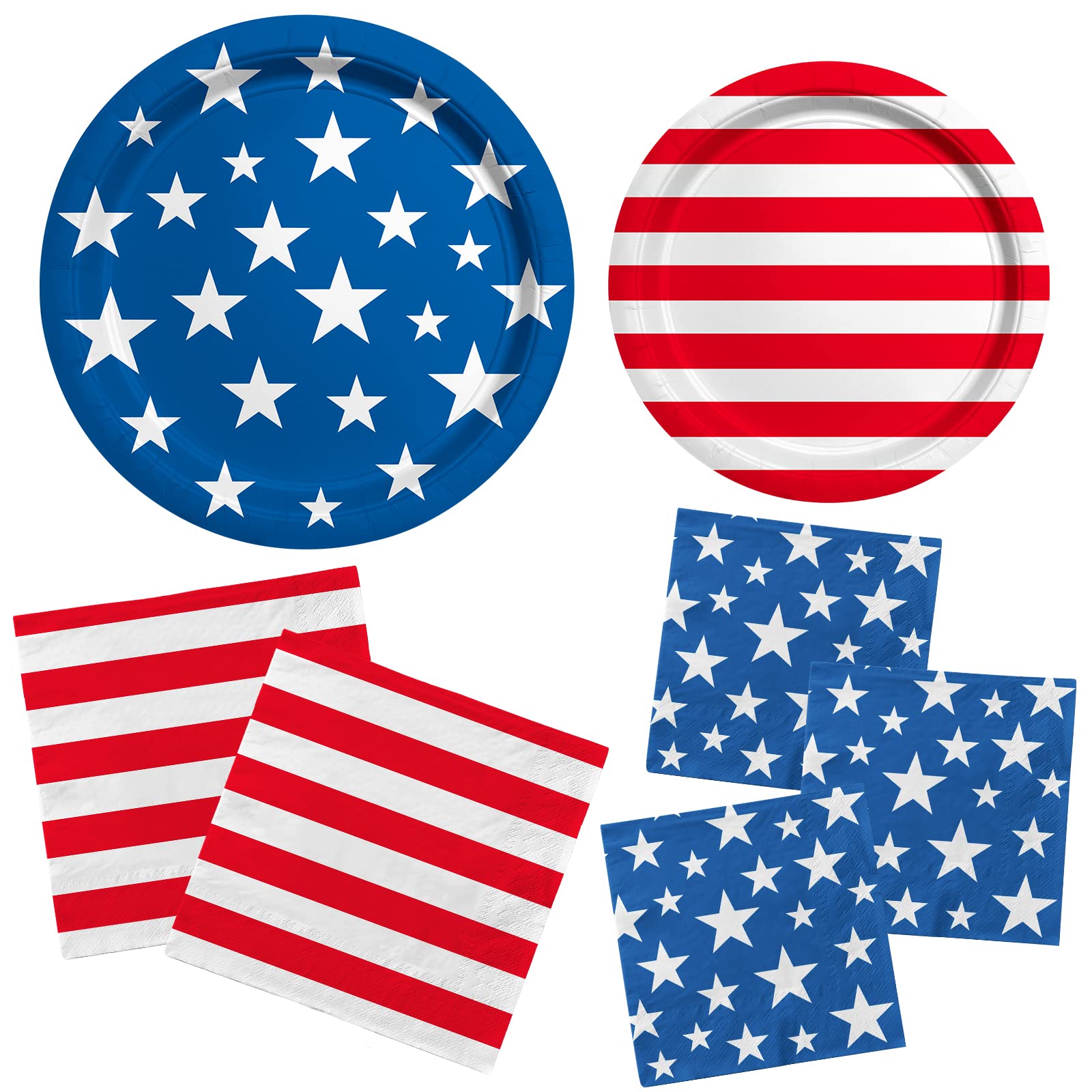 Gatherfun patriotic napkins to help guests clean hands and manage spills.