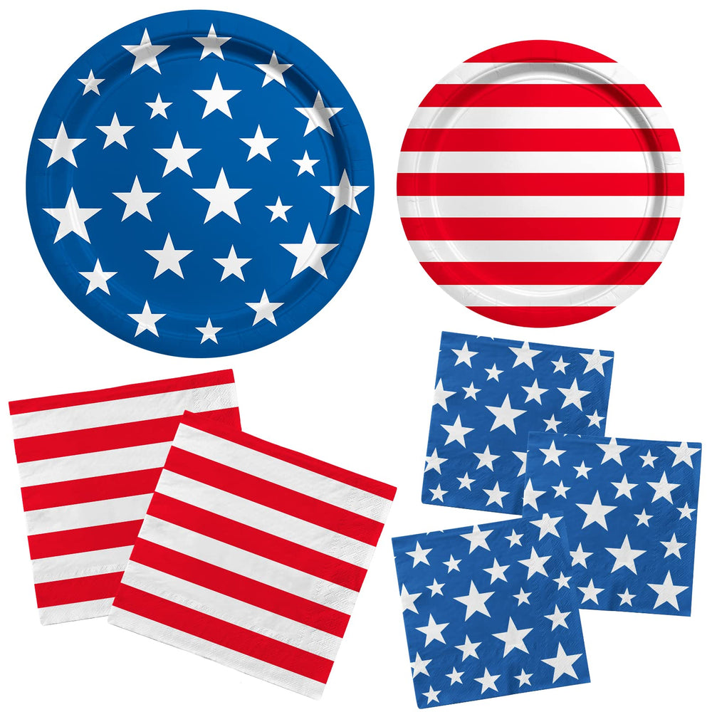 Gatherfun patriotic napkins to help guests clean hands and manage spills.