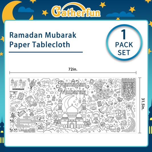 Gatherfun Ramadan coloring poster tablecloth protects surfaces while brightening festive meals.