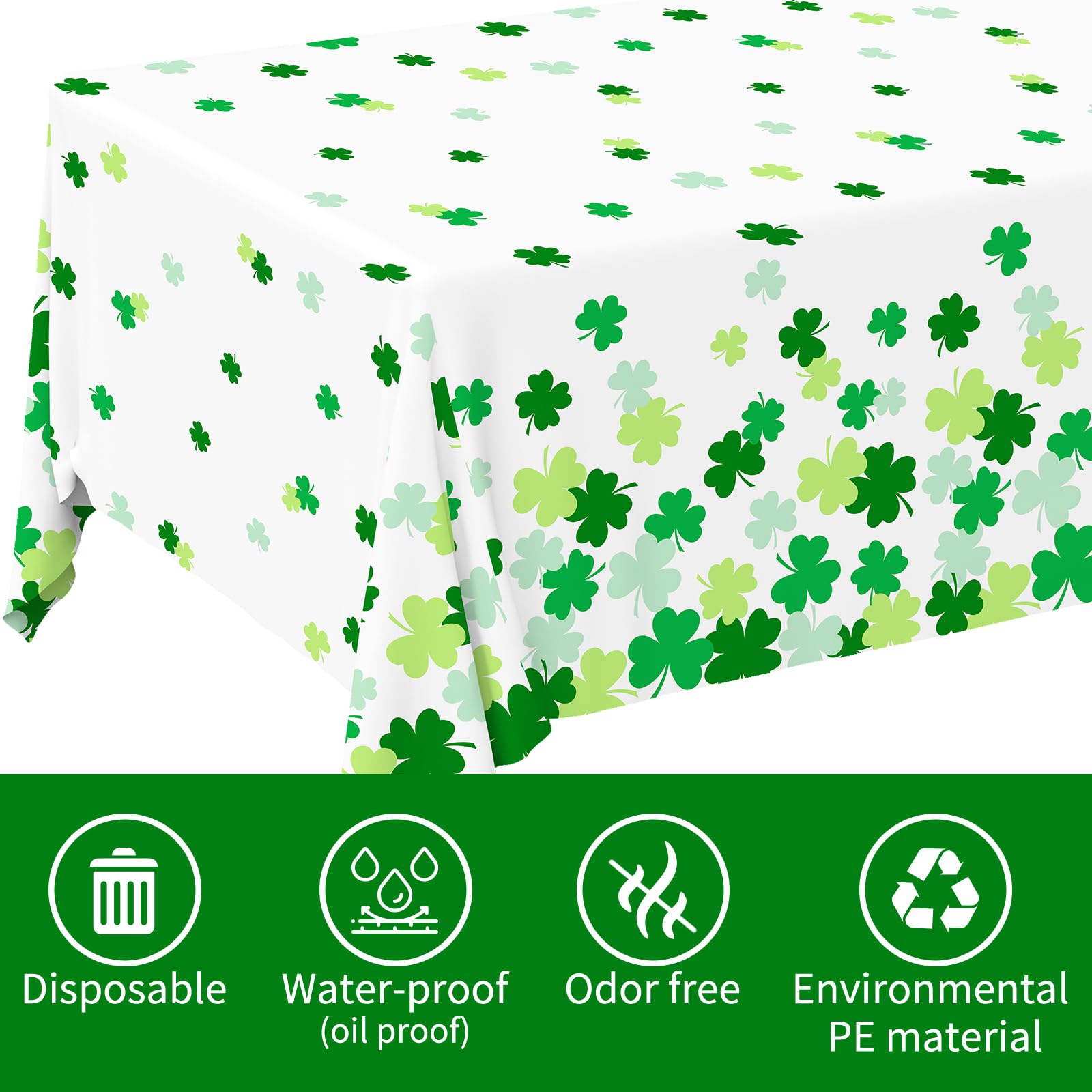 Gatherfun shamrock print tablecloth supports large gatherings with reliable waterproof protection